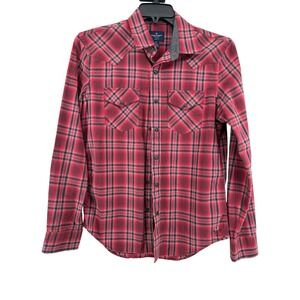 American Eagle Outfitters Mens Plaid Slim Fit Long Sleeve Snaps Button Up Size S